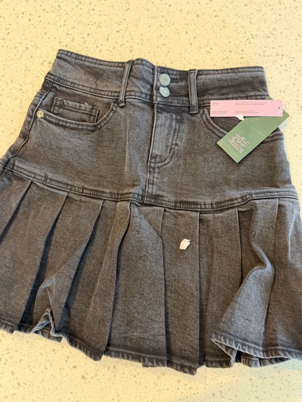 wild fable Charcoal Black Wash Pleated Denim Mini Skirt 0